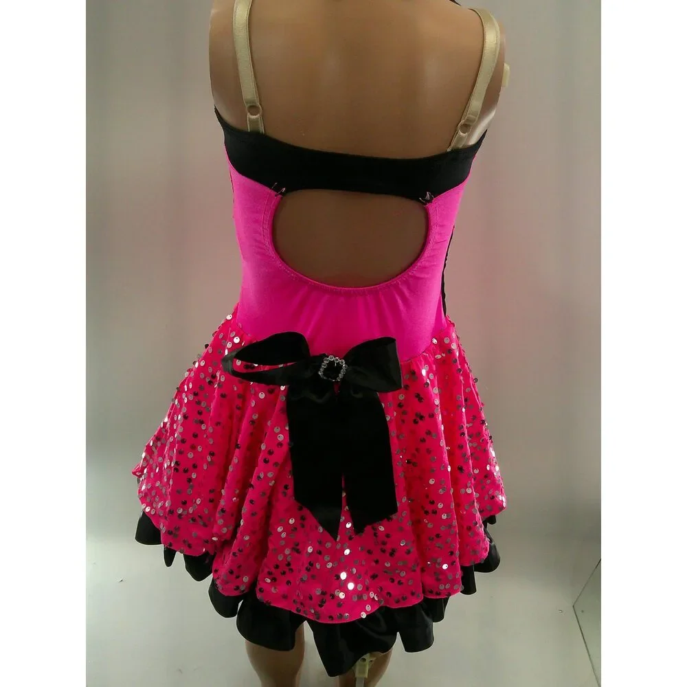 Pre-Owned Dance Costume Medium Child Pink Costume Gallery 17316 Jazz Tap Cloggi